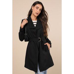 Lulus Winnipeg Black Trench Coat - Size XS